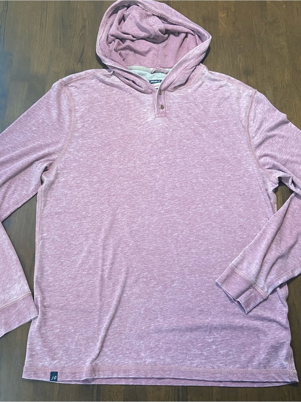 johnnie-O Hangin Out Hoodie Mens Medium Pink Heathered Henley Lightweight